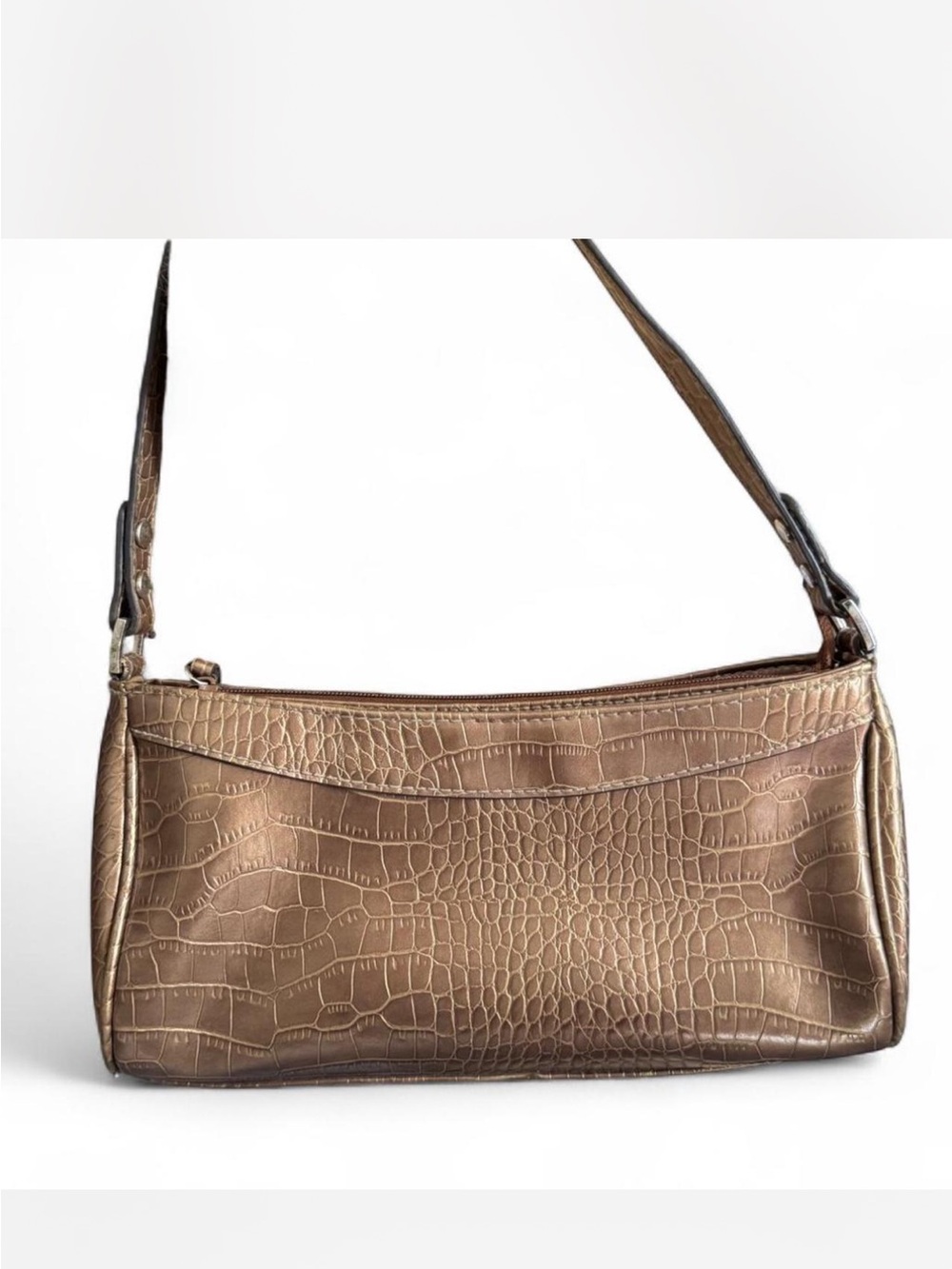Liz Claiborne Croc-Embossed Shoulder Bag in Bronze - Picture 2 of 6